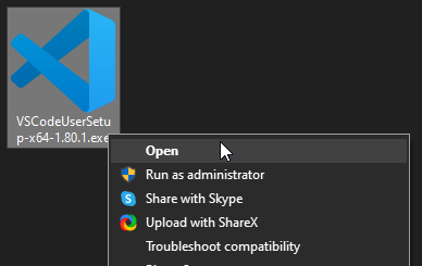 Open VSCode Installer