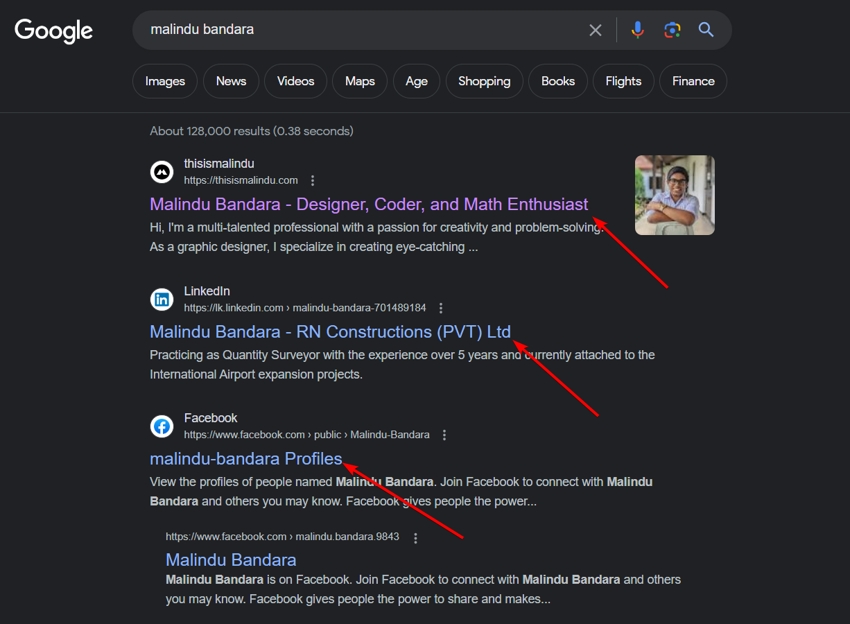 html title in search results