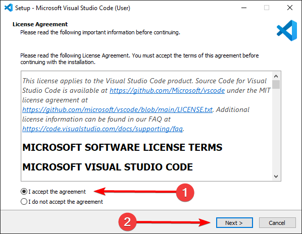 License එක accept කරලා Next ඔබන්න