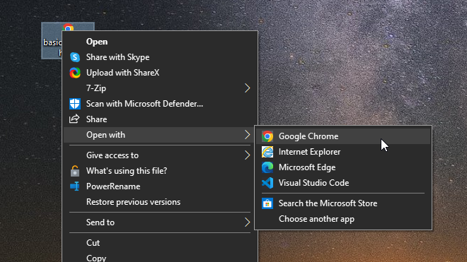 Open file with Google Chrome